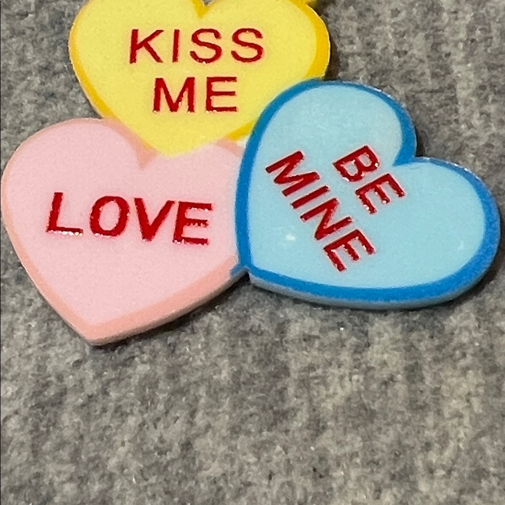 Earrings Valentine’s Day‎ conversation triple heart dangle light colorful new - Picture 3 of 5